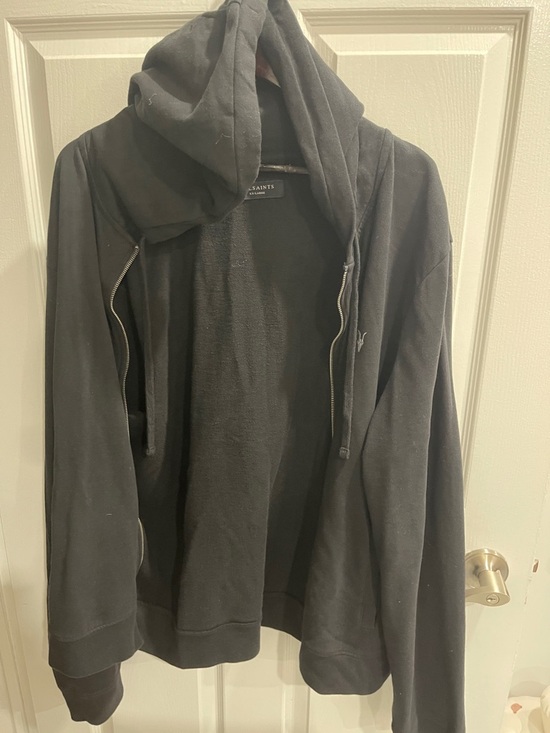 All Saints Other - All Saints Black Zip Hoodie with Embroidered Ram Logo